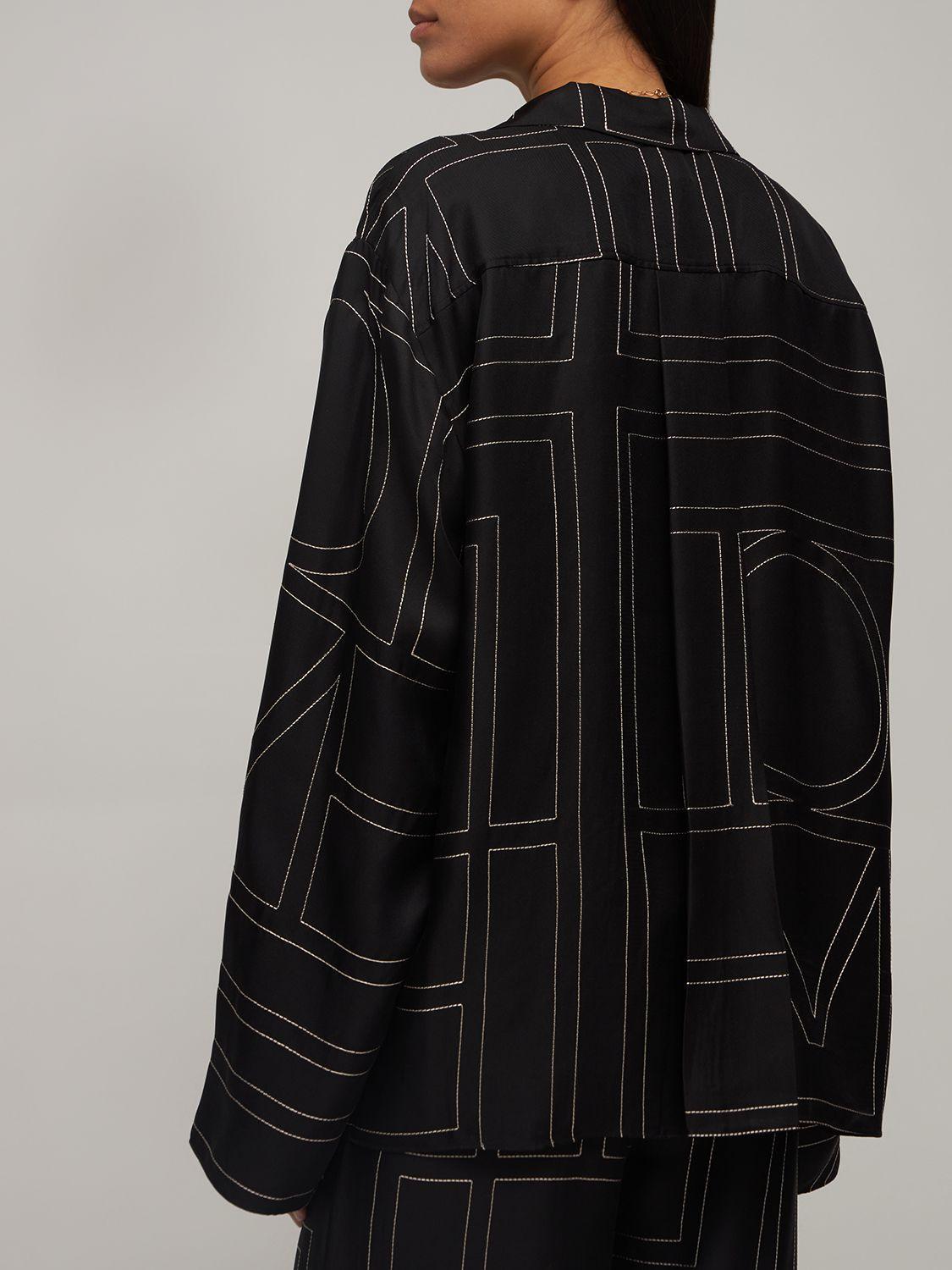 Toteme Silk Twill Pajama Shirt In Black Product Image