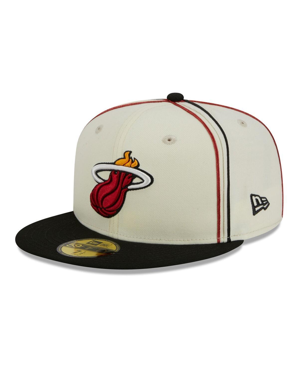 Mens New Era Cream/Black Miami Heat Piping 2-Tone 59FIFTY Fitted Hat Product Image