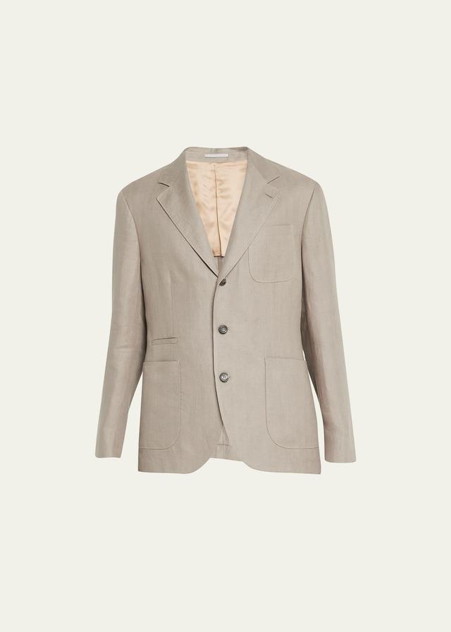 Brunello Cucinelli Men's Chevron Linen Sport Coat  - C068 SAGE - Size: 48R EU (38R US) Product Image