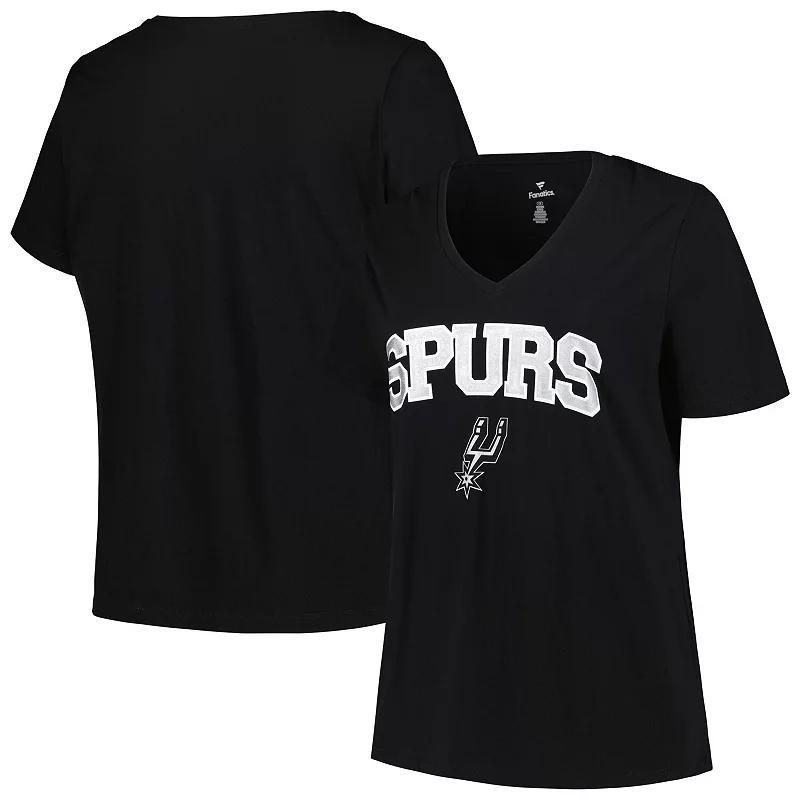 Womens Profile Black San Antonio Spurs Plus Size Arch Over Logo V-Neck T-shirt Product Image