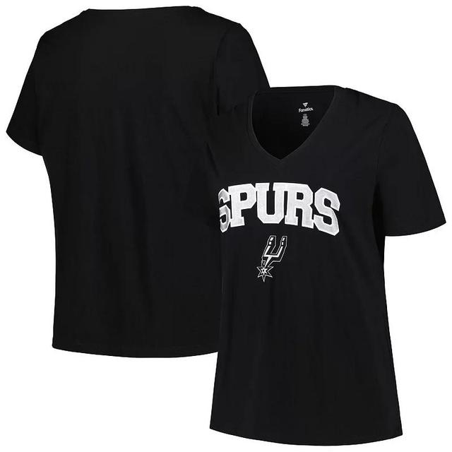 Womens Profile San Antonio Spurs Plus Size Arch Over Logo V-Neck T-Shirt Product Image