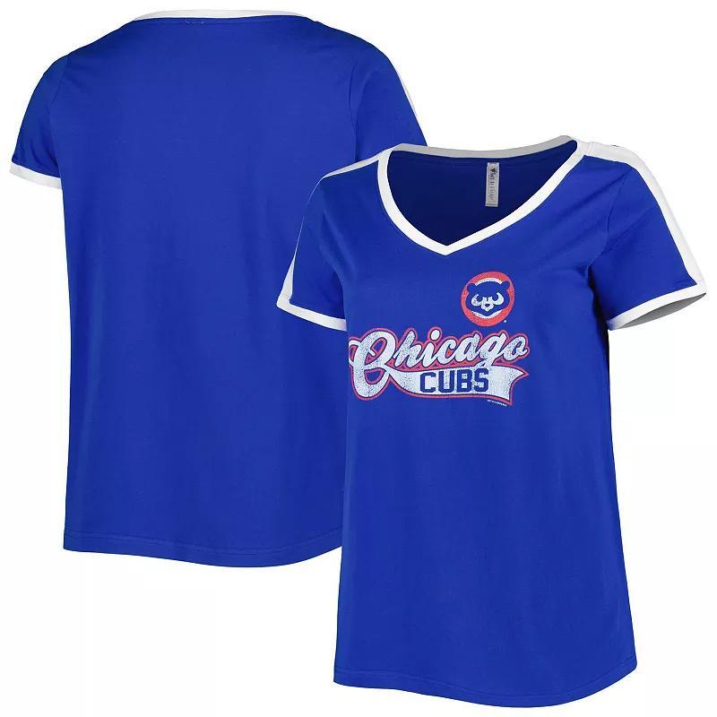 Womens Soft as a Grape Royal Chicago Cubs Plus Size V-Neck T-Shirt Product Image