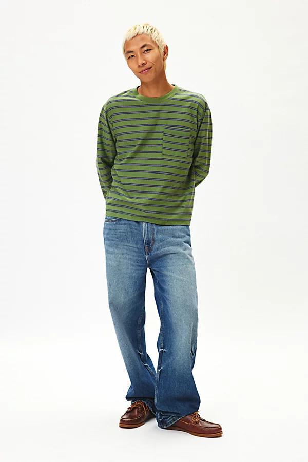 BDG Bonfire Stripe Cropped Long Sleeve Pocket Tee Mens at Urban Outfitters Product Image