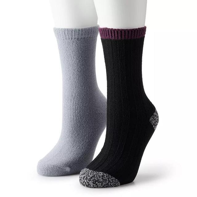 Womens Sonoma Goods For Life 2-pk. Accented Rib Crew Socks Product Image