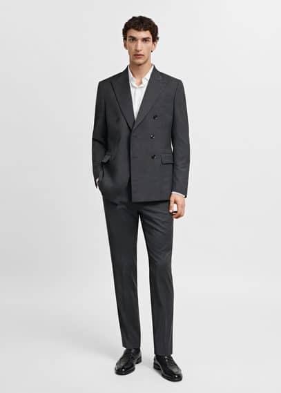 MANGO MAN - Stretch fabric slim-fit suit pants dark navyMen Product Image