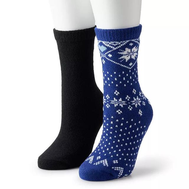 Womens Sonoma Goods For Life 2-Pack Snowflake Crew Socks Blue Product Image