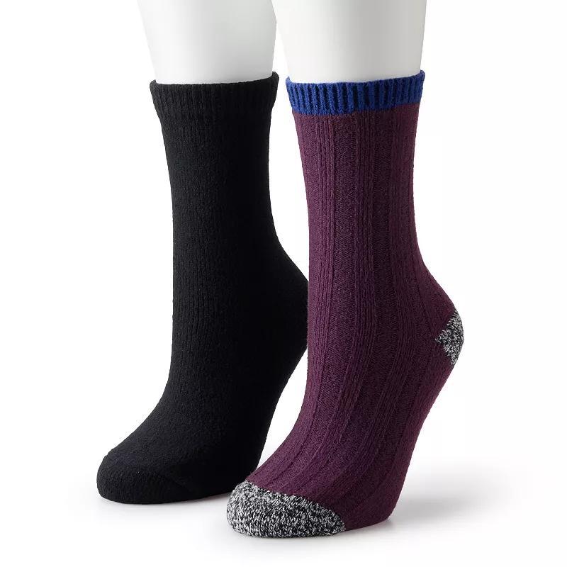 Womens Sonoma Goods For Life 2-pk. Accented Rib Crew Socks Product Image