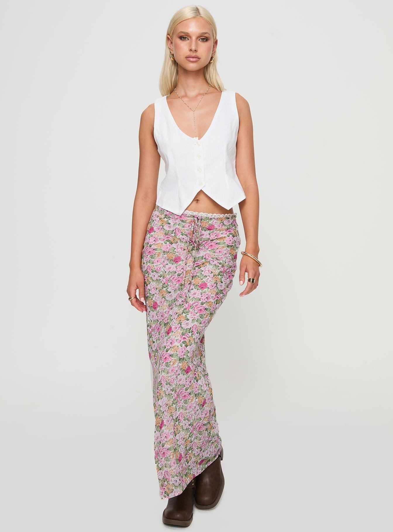 Emily Maxi Skirt Pink Floral Product Image