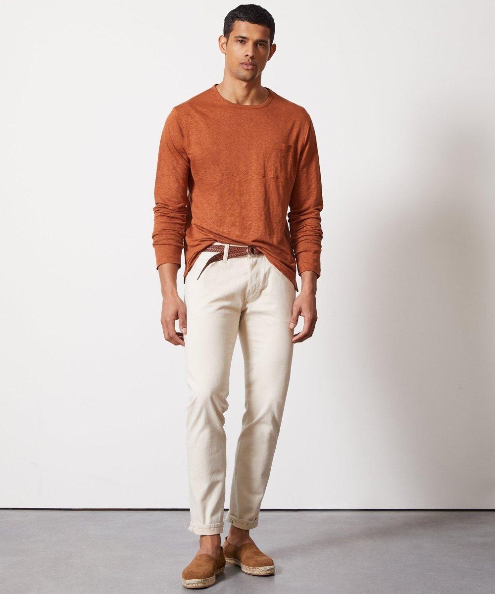 Linen Jersey Long Sleeve T-Shirt in Gingersnap Product Image