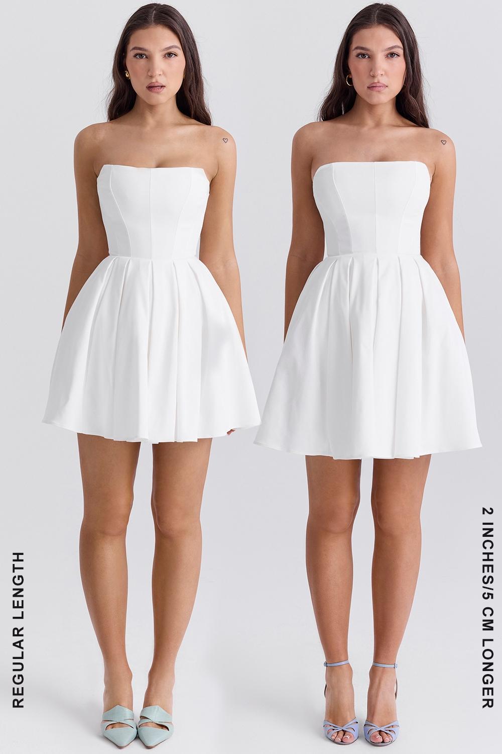 Emmanuela White Strapless Pleated Mini Dress Product Image