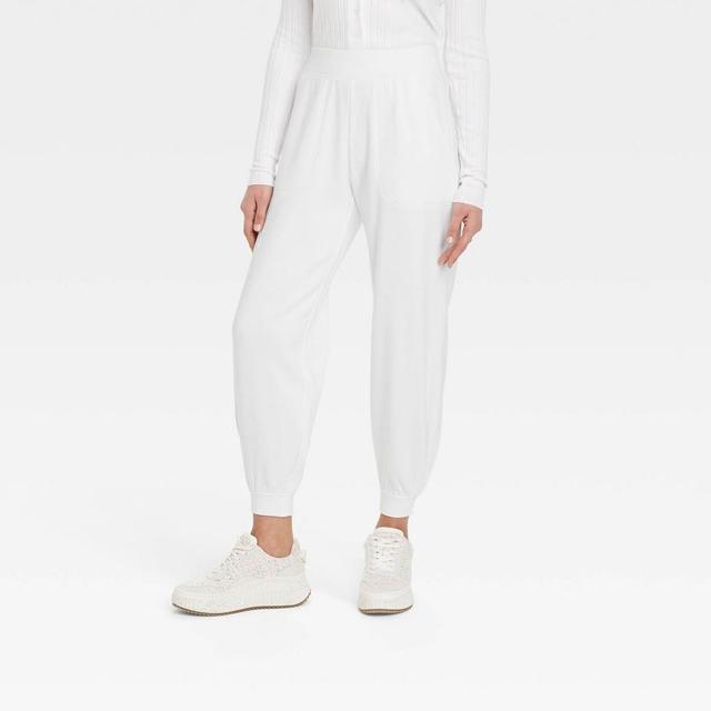 Womens Mid-Rise Jogger Pants - Universal Thread White L Product Image