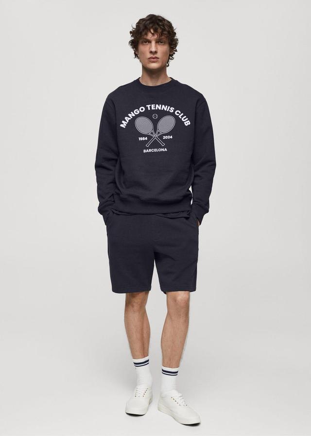 MANGO MAN - Cotton-blend printed sweatshirt dark navyMen Product Image