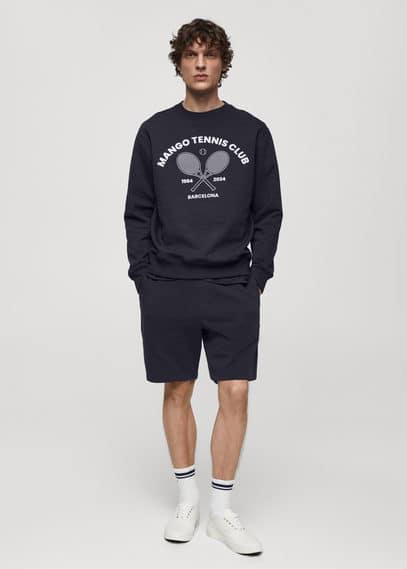 MANGO MAN - Cotton-blend printed sweatshirt dark navyMen Product Image