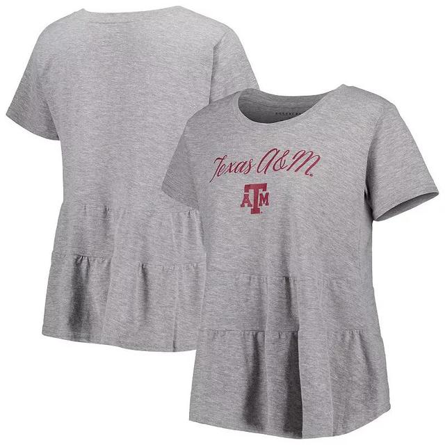 Womens Gray Texas A&M Aggies Willow Ruffle-Bottom T-Shirt Product Image