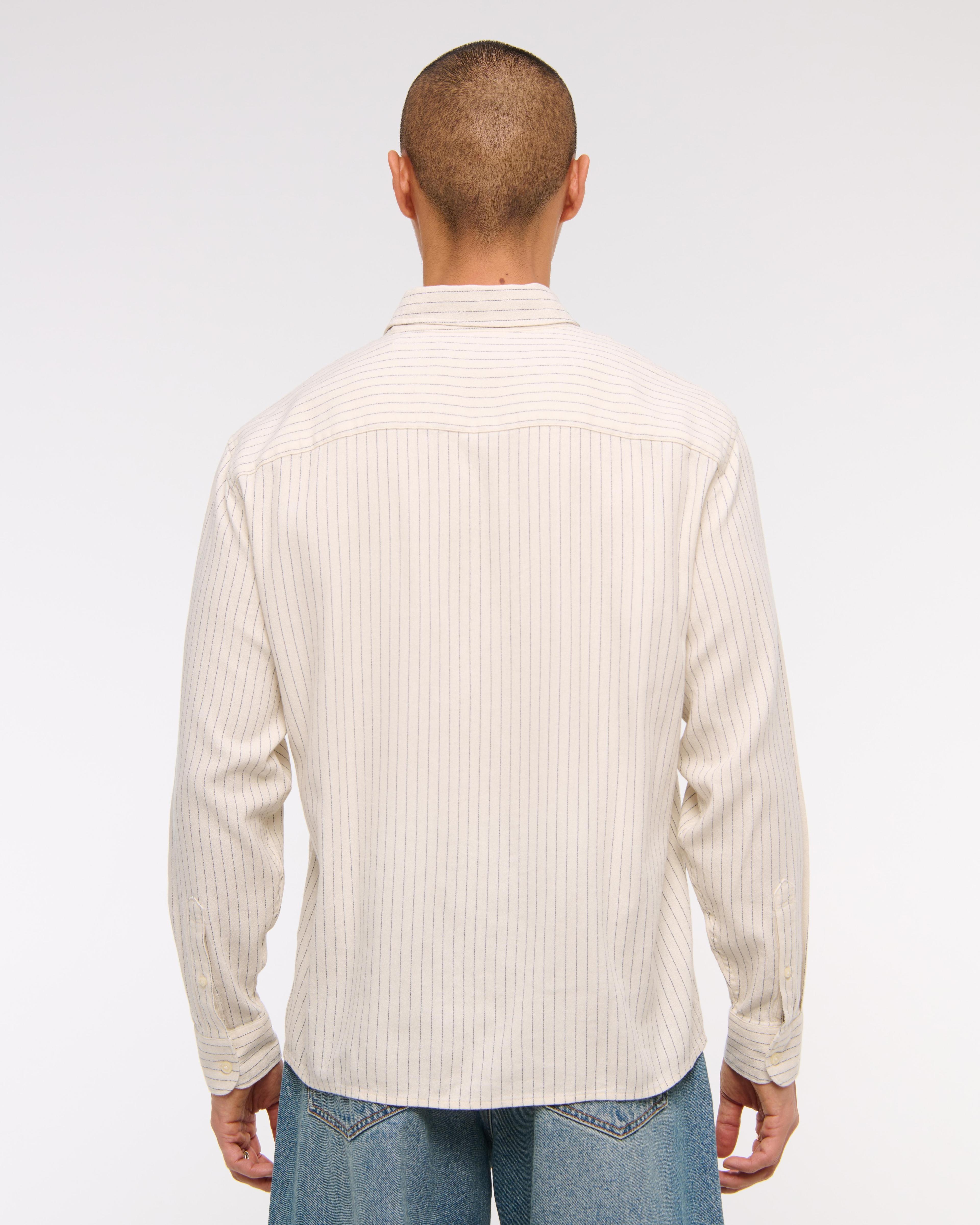 Long-Sleeve Crepe Button-Up Shirt Product Image