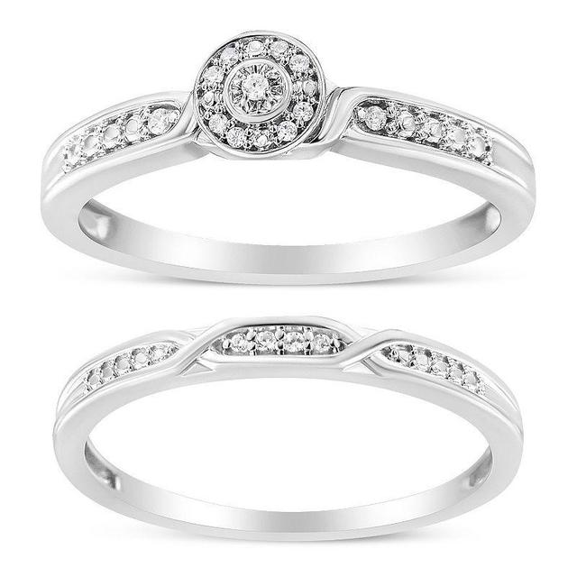 Haus of Brilliance Sterling Silver Diamond Accent Frame Twist Shank Engagement Ring Set, Womens Product Image