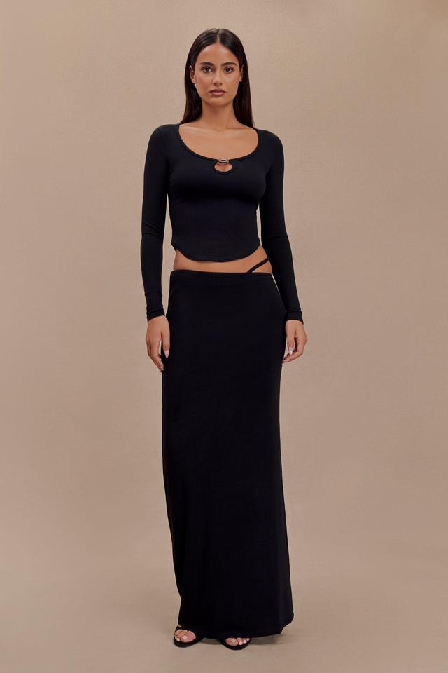 Natalia Modal Buckle Maxi Skirt - Black Product Image