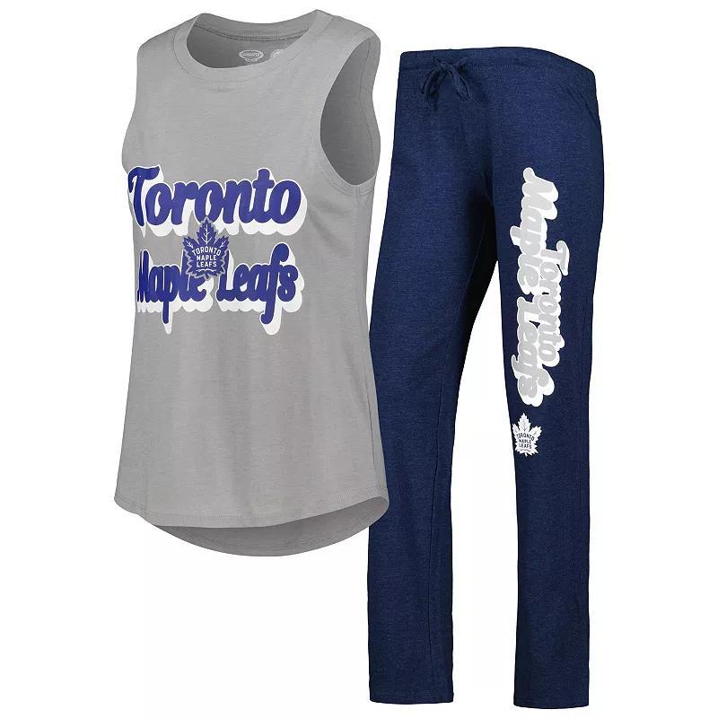 Womens Concepts Sport Heather Gray/Heather Navy Toronto Maple Leafs Meter Muscle Tank Top & Pants Sleep Set Product Image