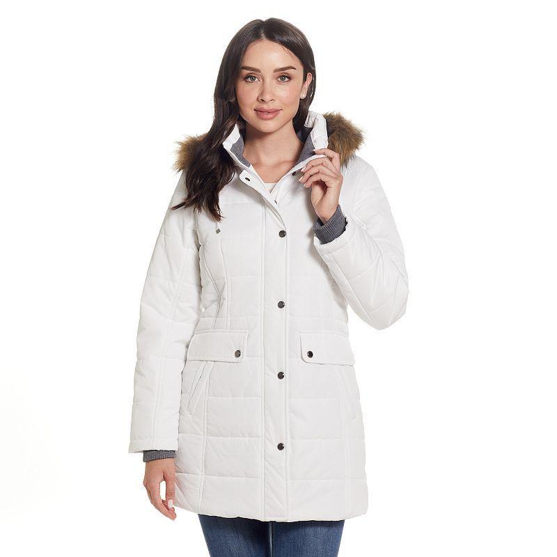 Womens Weathercast Faux-Fur Trim Hooded Parka Coat Product Image