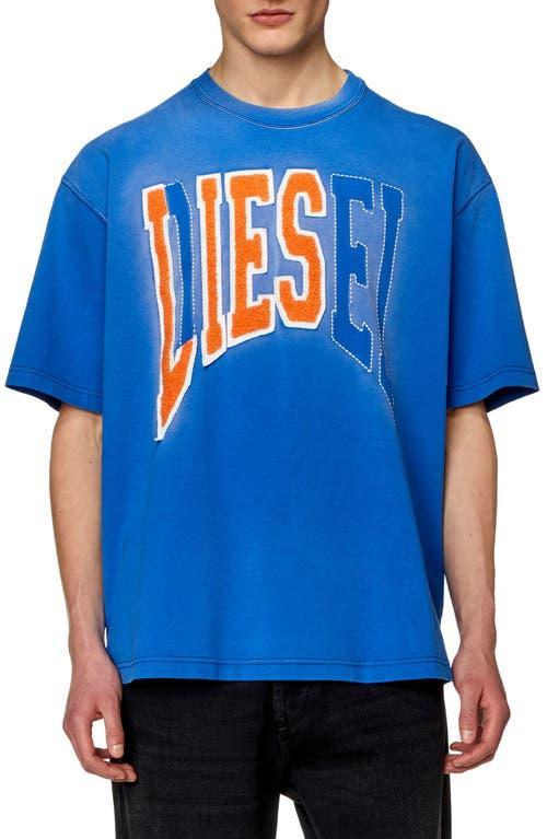 DIESEL Distressed Collegiate Oversize Cotton T-Shirt Product Image