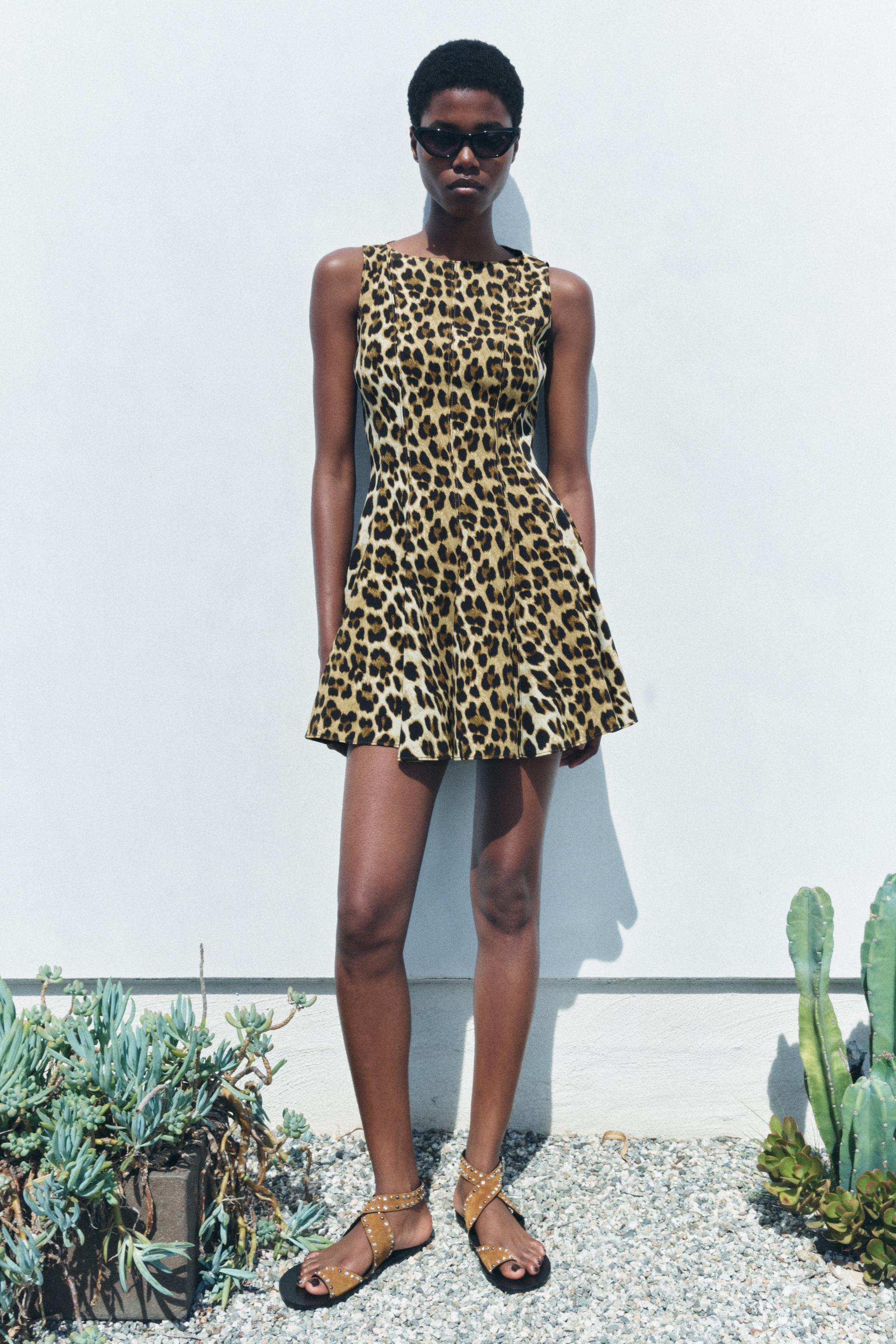 ANIMAL PRINT GODET DRESS ZW COLLECTION Product Image