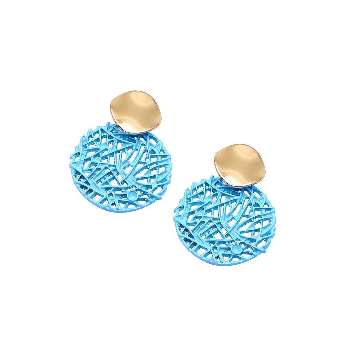 Sohi Womens Blue Circular Drop Earrings Product Image