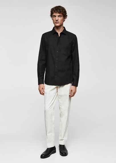 MANGO MAN - Brushed cotton twill shirt blackMen Product Image