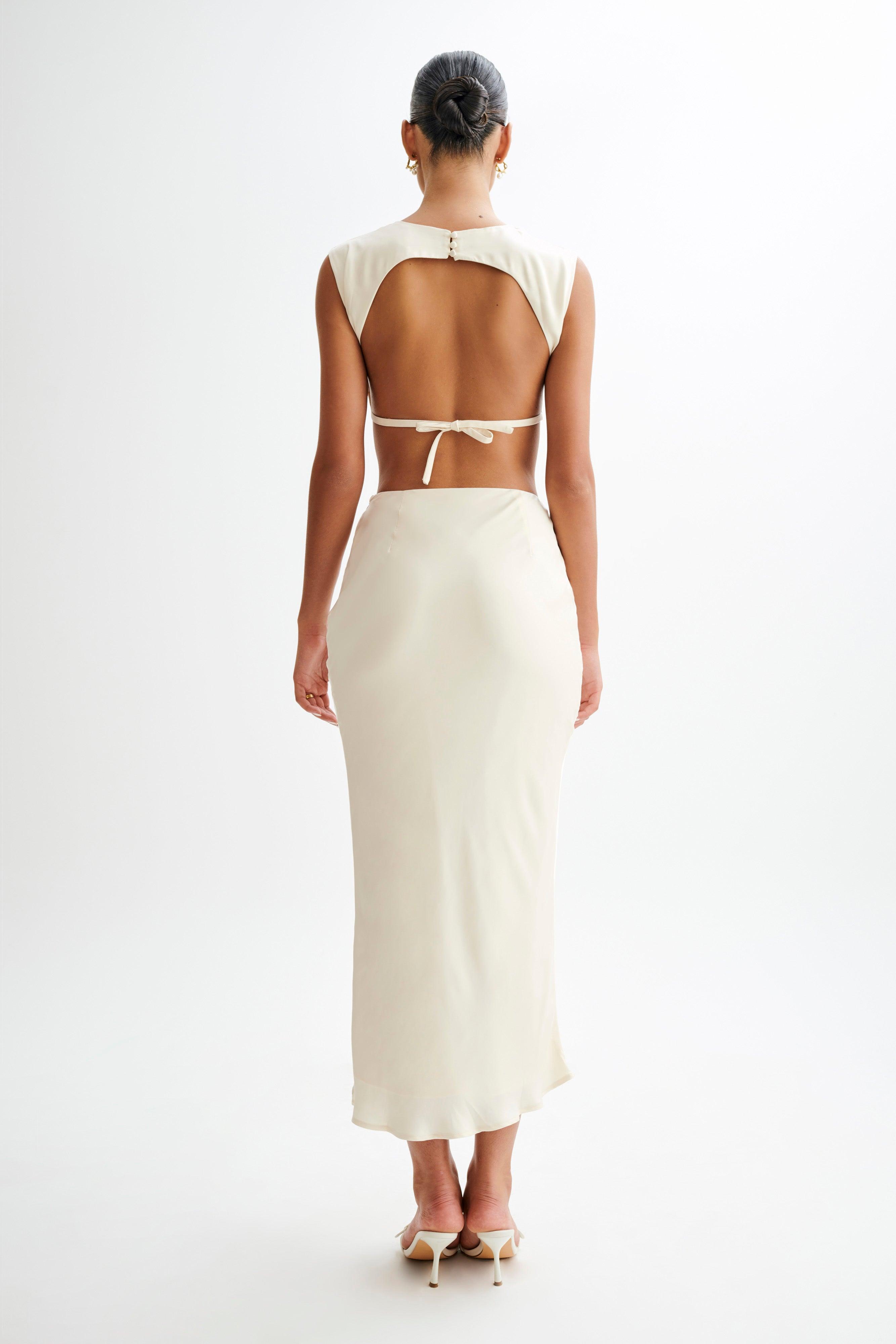 Viviana Satin Maxi Skirt - Ivory Product Image