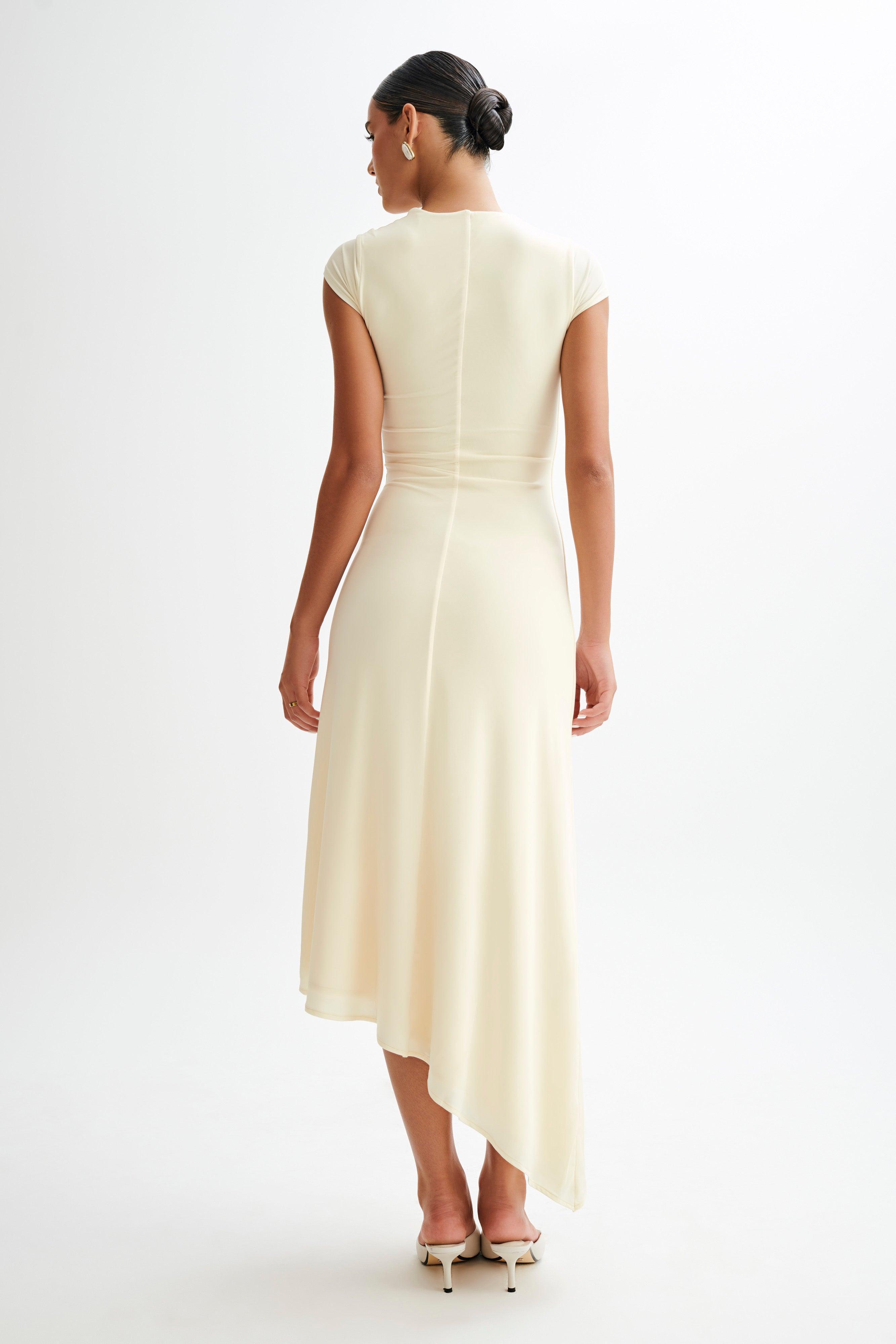 Ilaria Slinky Maxi Dress With Cut Out - Lemon Sherbet Product Image