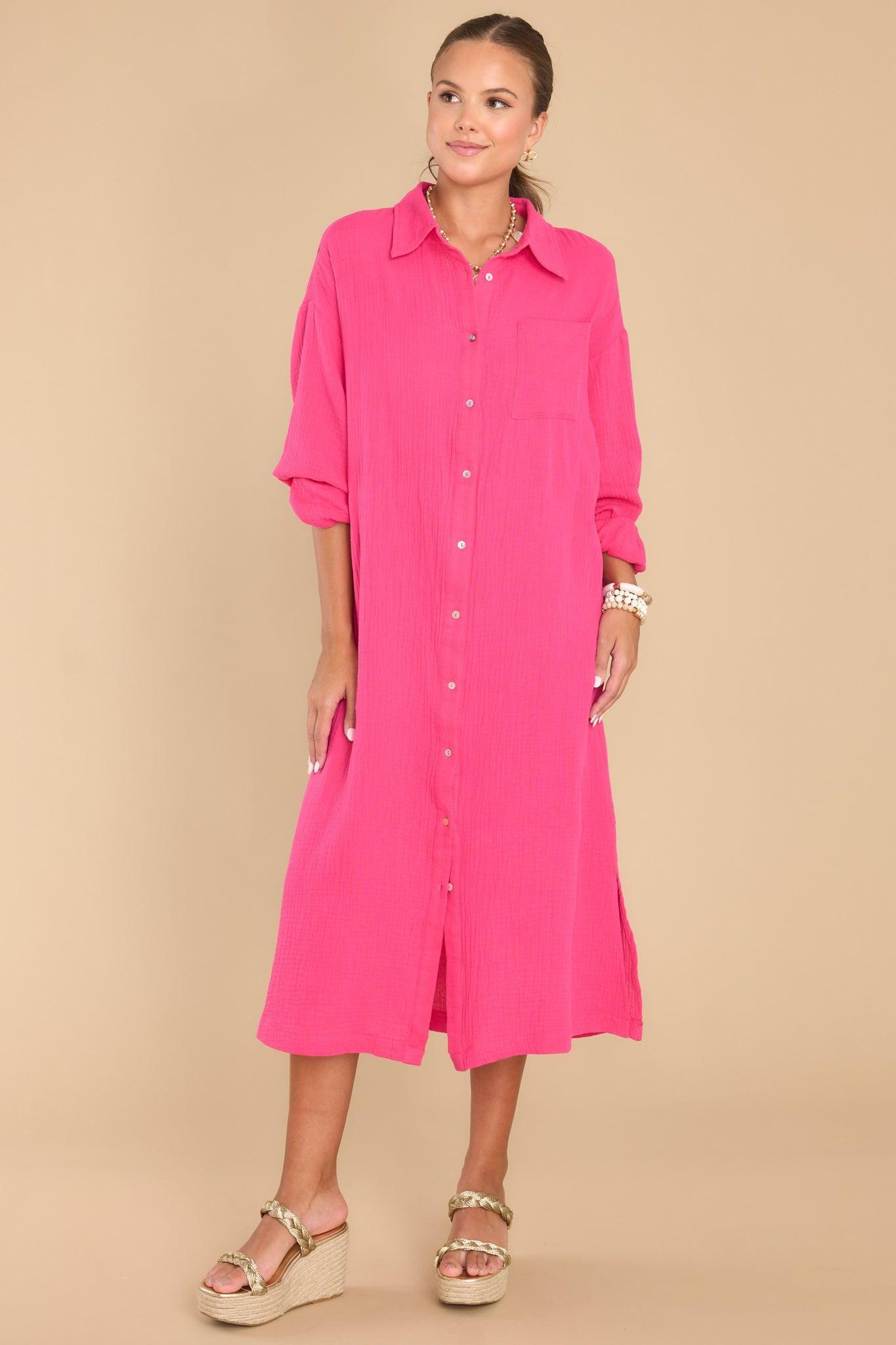 Aura Somewhere Up Above Lipstick Midi Dress Pink Product Image