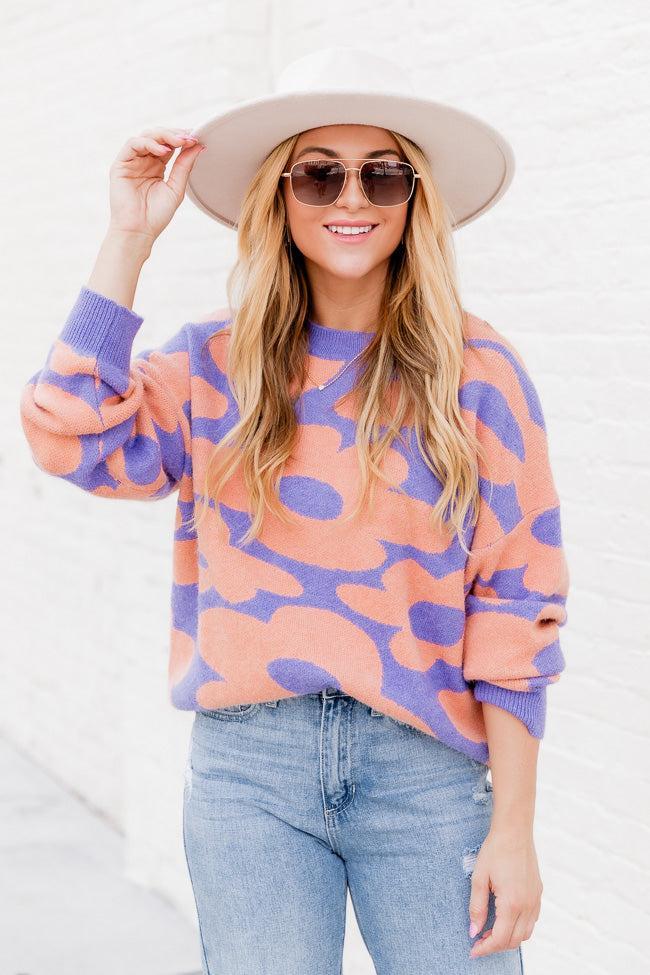 At My Best Purple And Orange Floral Sweater  FINAL SALE Product Image