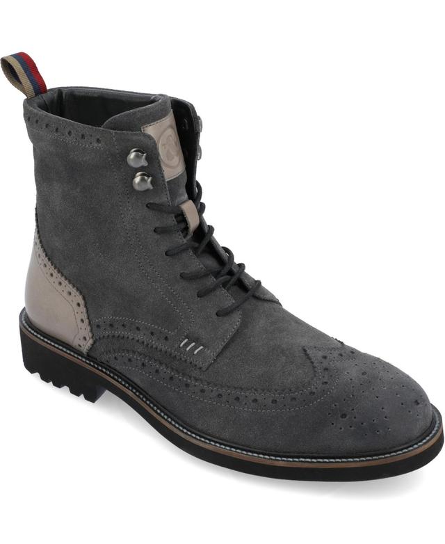 Thomas & Vine Welch Wingtip Mens Leather Ankle Boots Dark Grey Product Image