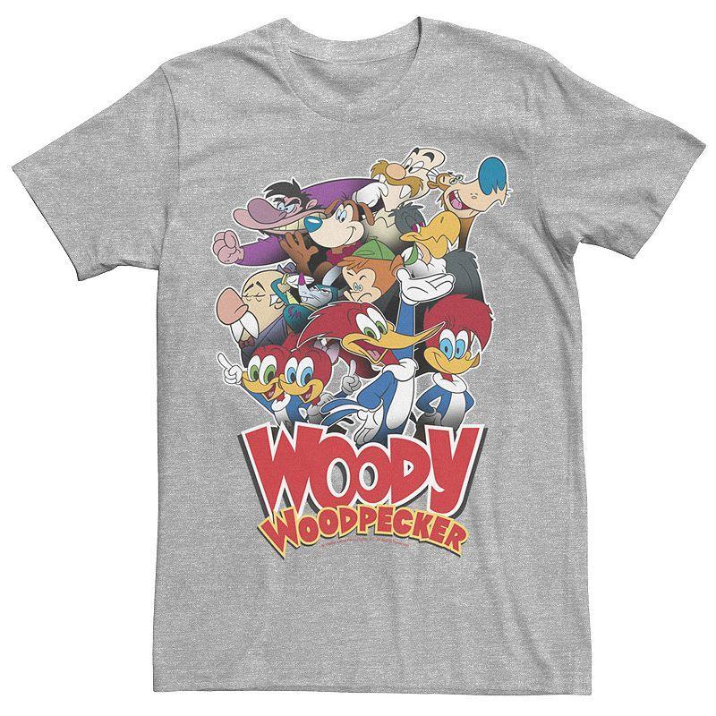 Mens Woody Woodpecker Group Shot Vintage Poster Tee Athletic Grey Product Image