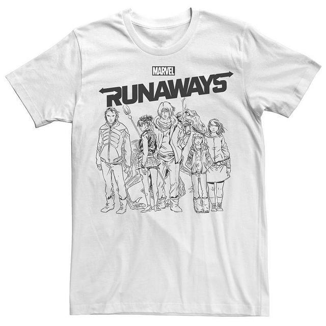 Mens Marvel Runaways Group Shot Outline Portrait Graphic Tee Product Image