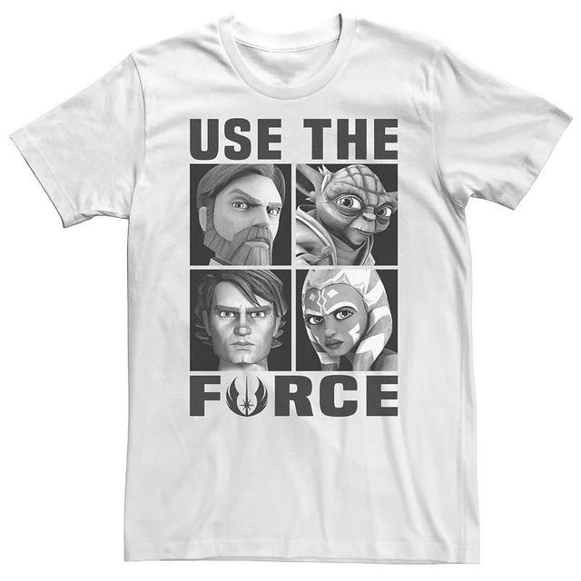 Big & Tall Star Wars: Clone Wars Use The Force Character Box Up Tee, Mens White Product Image