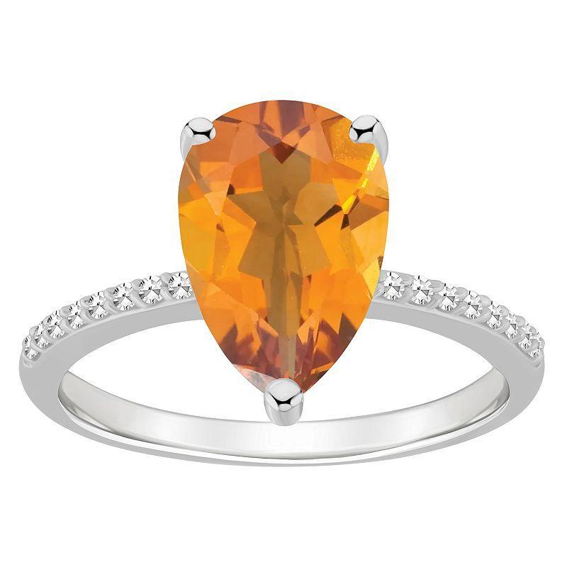 Macys Womens Citrine (2-3/4 ct.t.w.) and Diamond (1/10 ct.t.w.) Ring in Sterling Silver Product Image