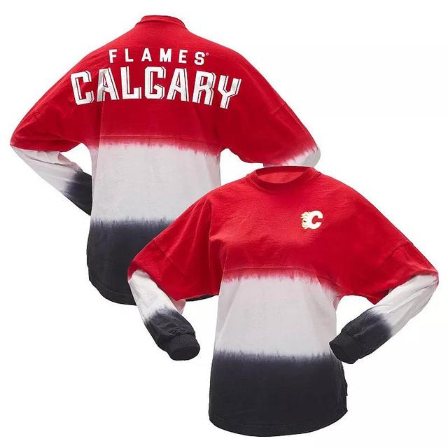 Womens Fanatics Branded Red/Black Calgary Flames Ombre Long Sleeve T-Shirt Product Image