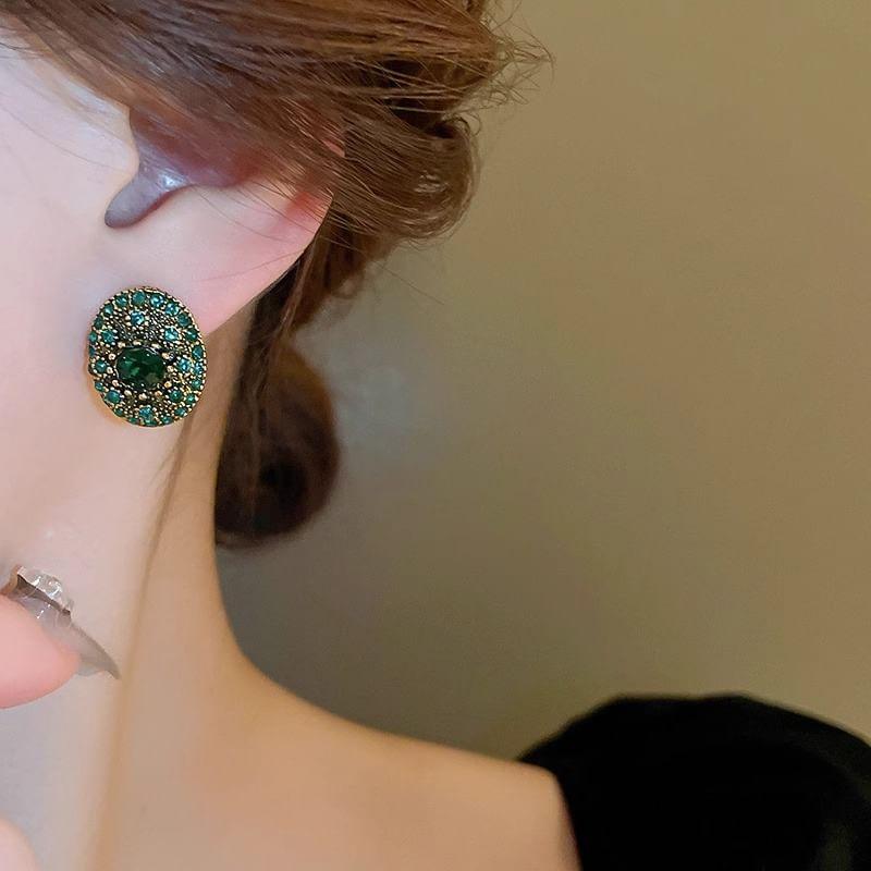 CZ Round Alloy Stud Earring Product Image