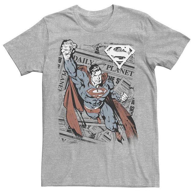 Mens DC Comics Superman Daily Planet Background Poster Tee Royal Grey Product Image