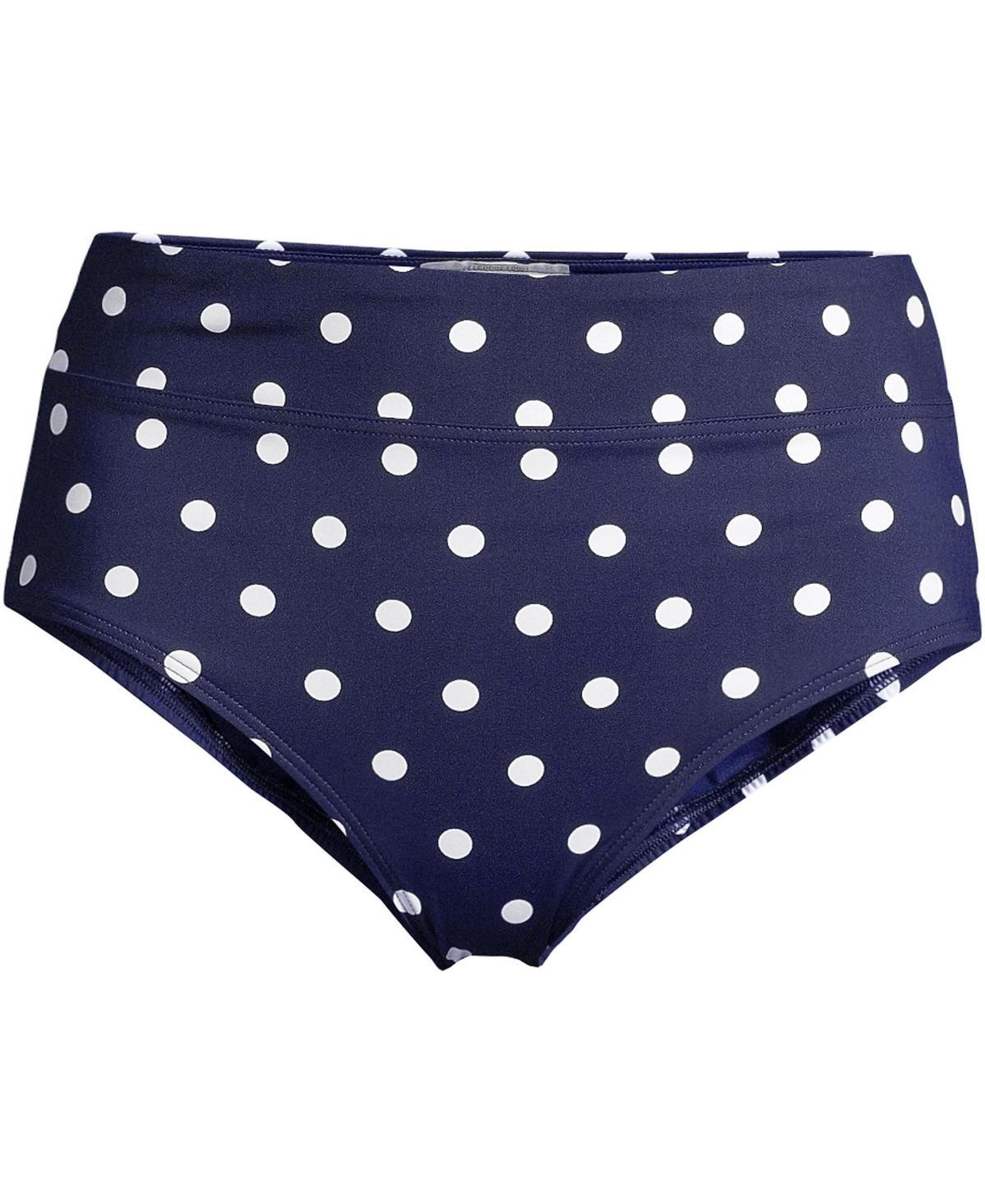 Lands End Womens Tummy Control High Waisted Bikini Swim Bottoms Print Product Image