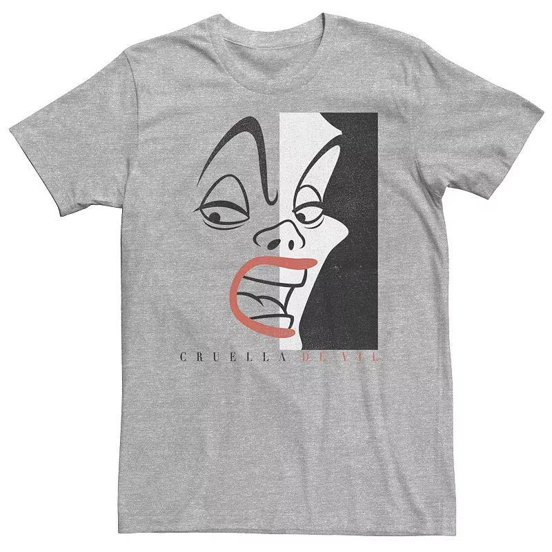 Big & Tall Disney Cruella Devil Head Shot Line Art Tee, Mens Athletic Grey Product Image