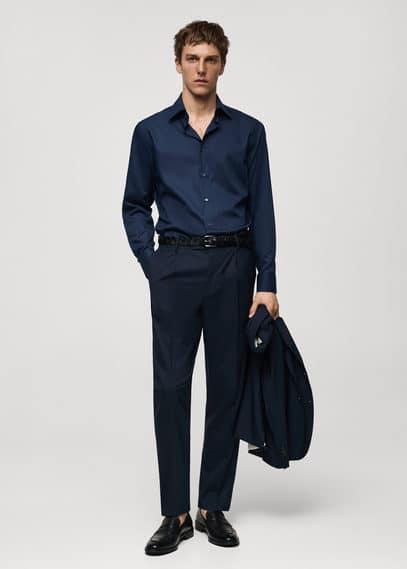 MANGO MAN - 100% virgin wool pleated pants dark navyMen Product Image