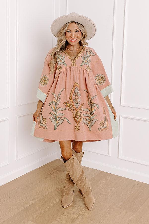 Sweet Duet Embroidered Babydoll Dress in Rustic Rose Product Image