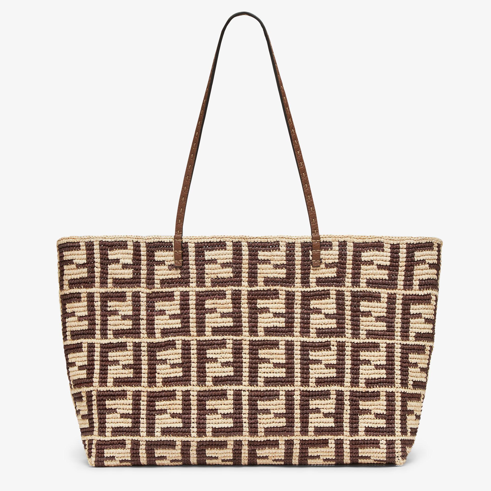 Large RollBrown FF raffia crochet Shopper Product Image