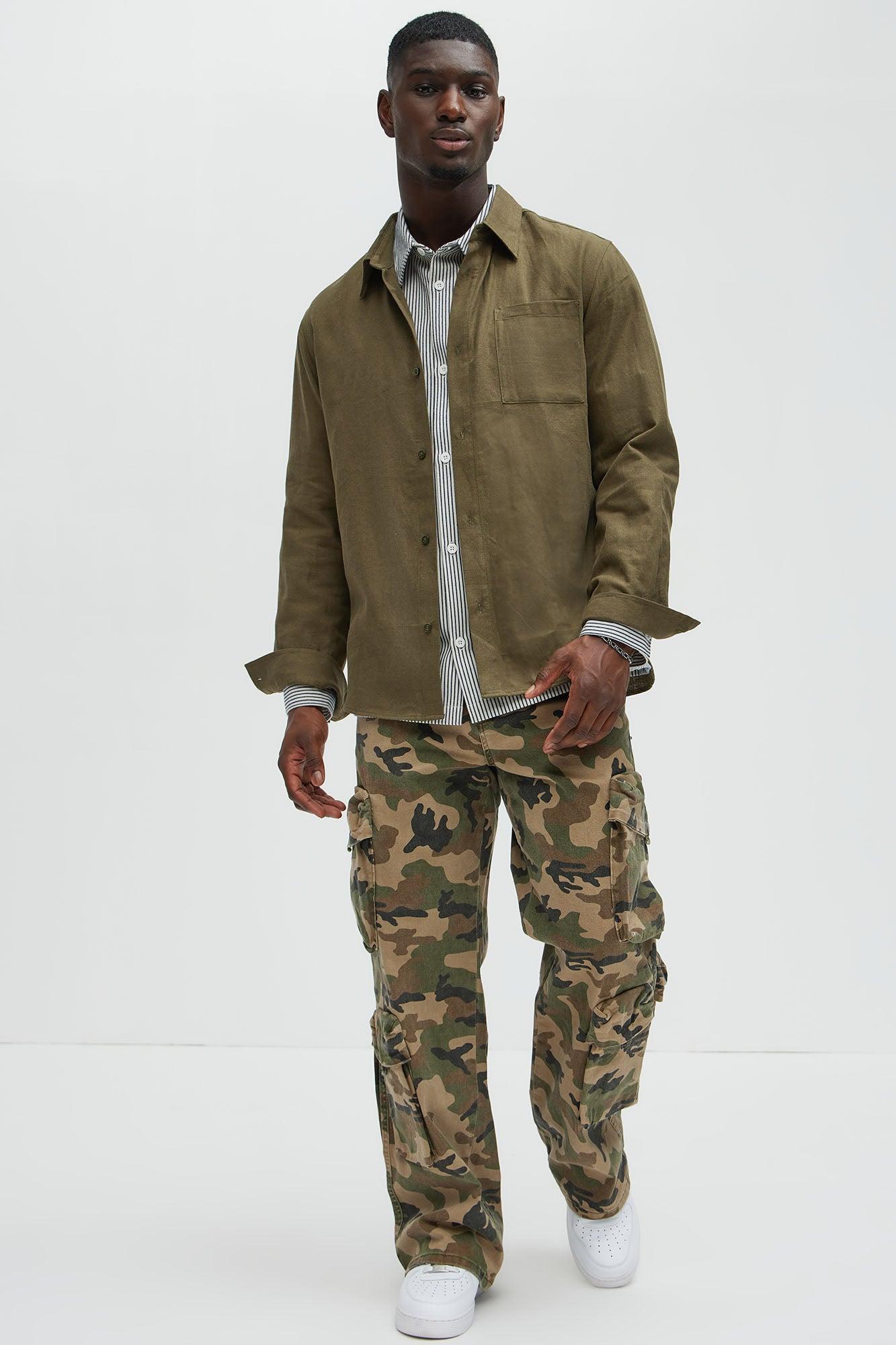 Bahamas Linen Long Sleeve Shirt - Olive Product Image