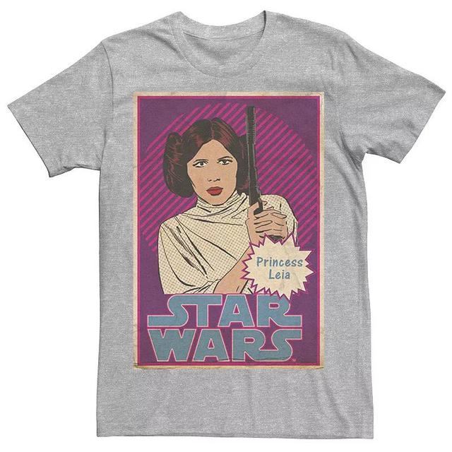 Mens Star Wars Princess Leia Vintage Trading Card Graphic Tee Athletic Grey Product Image