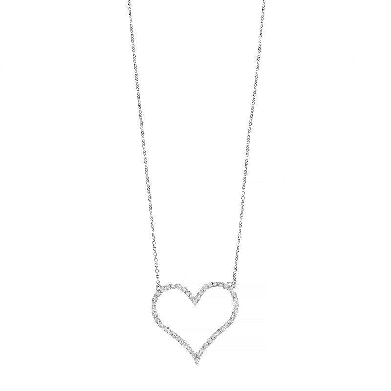 Cubic Zirconia Heart Pendant Necklace, Womens, Sterling Silver Product Image