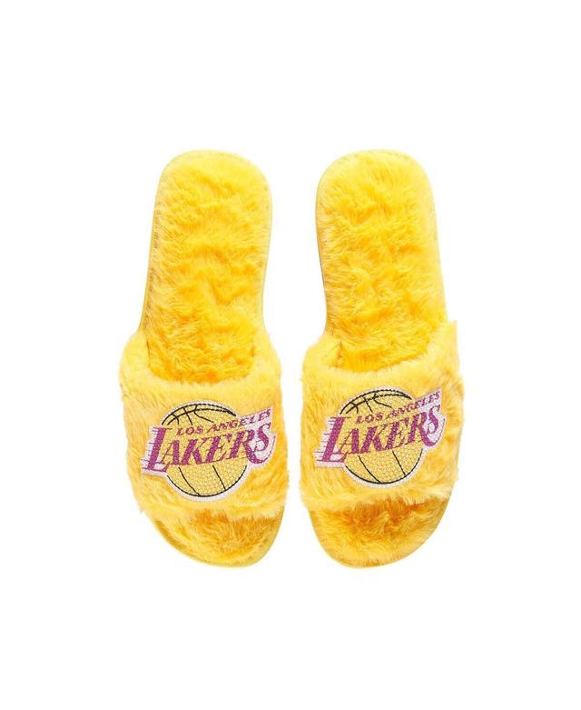 Womens FOCO Gold Los Angeles Lakers Rhinestone Fuzzy Slippers Product Image