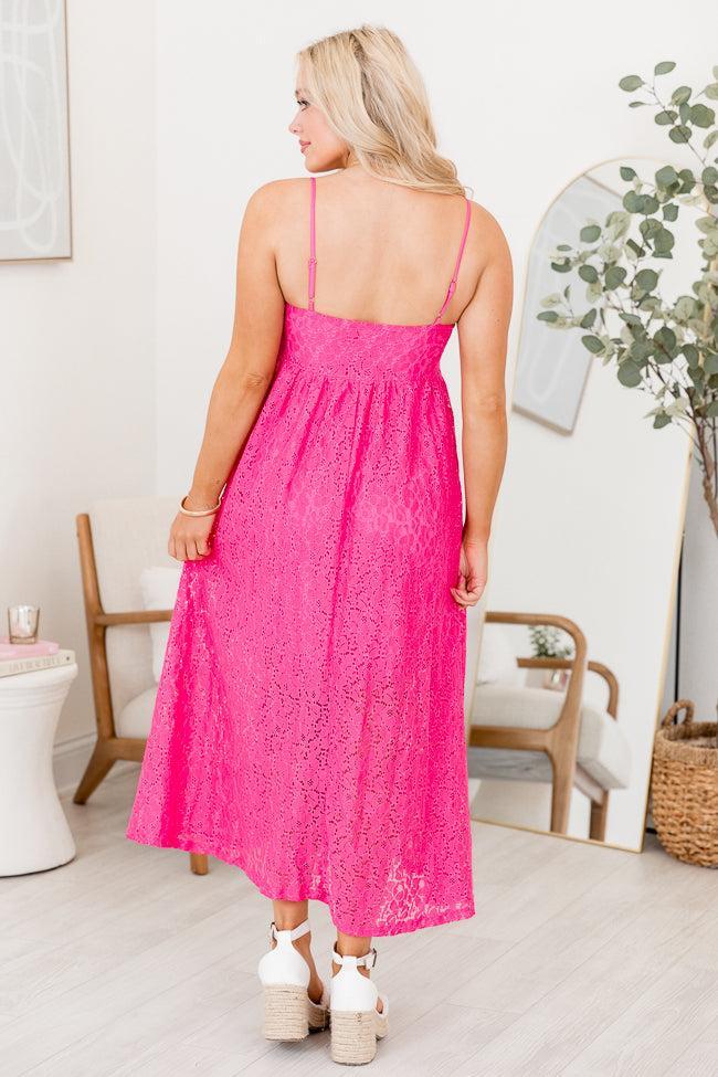 Laced In Love Pink Midi Dress Product Image