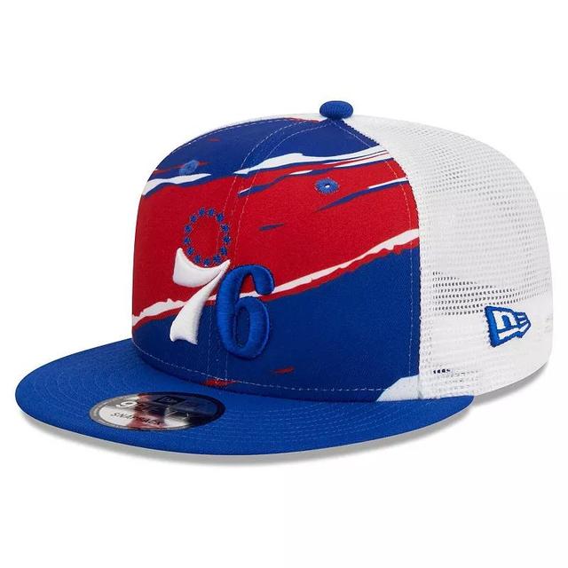 Mens New Era Royal/White Philadelphia 76ers Tear Trucker 9FIFTY Adjustable Hat Product Image